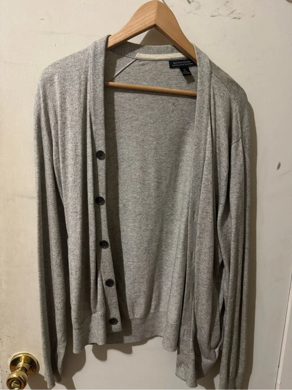 Banana Republic Men’s Light Gray Shawl-Collar Cardigan